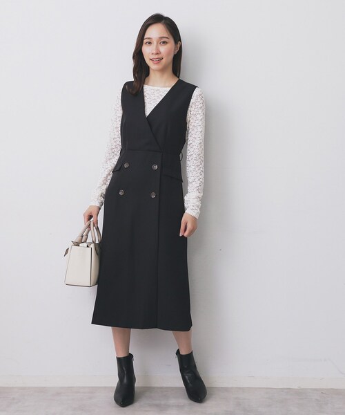 index（インデックス）の「トレンチディティールワンピース【洗濯機OK/イージーアイロン/防シワ】（ワンピース・レディース・キャメル/グリーン系/ブラック・38/36/42/40）」の8枚目の写真