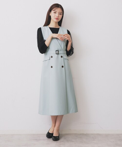 index（インデックス）の「トレンチディティールワンピース【洗濯機OK/イージーアイロン/防シワ】（ワンピース・レディース・キャメル/グリーン系/ブラック・38/36/42/40）」の11枚目の写真