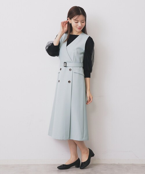 index（インデックス）の「トレンチディティールワンピース【洗濯機OK/イージーアイロン/防シワ】（ワンピース・レディース・キャメル/グリーン系/ブラック・38/36/42/40）」の12枚目の写真