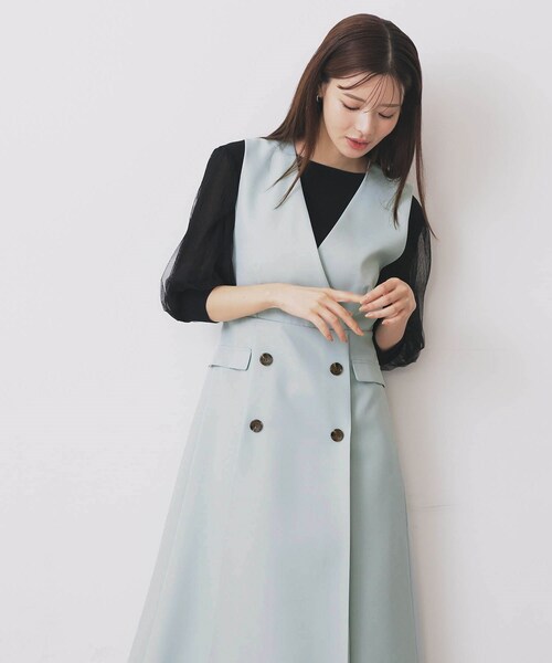 index（インデックス）の「トレンチディティールワンピース【洗濯機OK/イージーアイロン/防シワ】（ワンピース・レディース・キャメル/グリーン系/ブラック・38/36/42/40）」の13枚目の写真