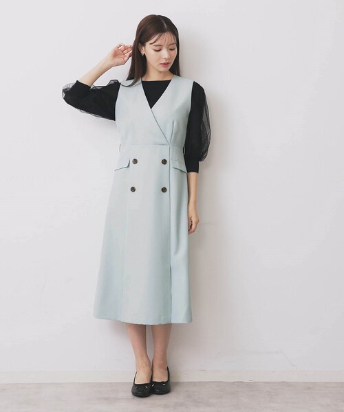 index（インデックス）の「トレンチディティールワンピース【洗濯機OK/イージーアイロン/防シワ】（ワンピース・レディース・キャメル/グリーン系/ブラック・38/36/42/40）」の14枚目の写真