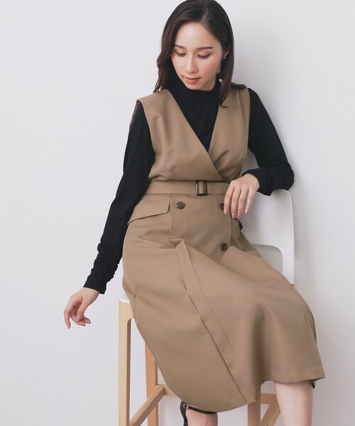 セール】トレンチディティールワンピース【洗濯機OK/イージーアイロン