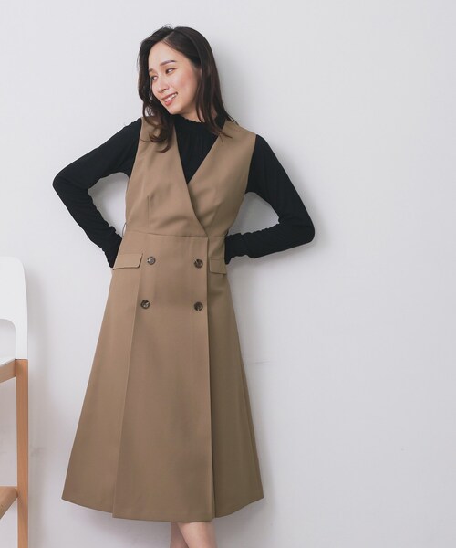 index（インデックス）の「トレンチディティールワンピース【洗濯機OK/イージーアイロン/防シワ】（ワンピース・レディース・キャメル/グリーン系/ブラック・38/36/42/40）」の19枚目の写真