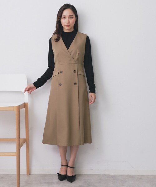 index（インデックス）の「トレンチディティールワンピース【洗濯機OK/イージーアイロン/防シワ】（ワンピース・レディース・キャメル/グリーン系/ブラック・38/36/42/40）」の20枚目の写真