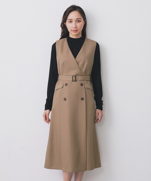 index（インデックス）の「トレンチディティールワンピース【洗濯機OK/イージーアイロン/防シワ】（ワンピース・レディース・キャメル/グリーン系/ブラック・38/36/42/40）」の22枚目の写真