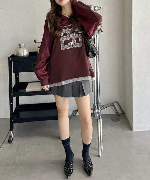 Ada.（エイダ）の「サテンレース使い ロゴ刺繍 長袖 ゲームシャツ（Tシャツ/カットソー・レディース・ホワイト/レッド/ネイビー/ブラック・FREE）」の20枚目の写真