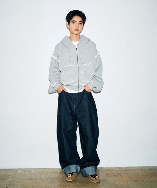 Elanque(エランク)の「roll-up denim/ロールアップデニム(デニムパンツ・メンズ・インディゴブルー/ライトブルー・LARGE/MEDIUM/SMALL)」の10枚目の写真