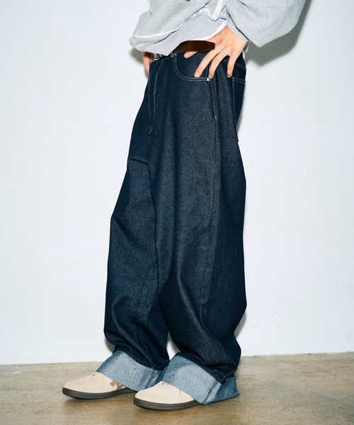 Elanque(エランク)の「roll-up denim/ロールアップデニム(デニムパンツ・メンズ・インディゴブルー/ライトブルー・LARGE/MEDIUM/SMALL)」の5枚目の写真