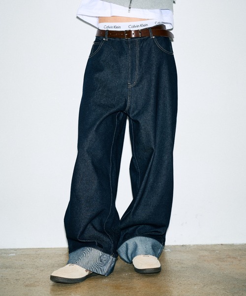 Elanque(エランク)の「roll-up denim/ロールアップデニム(デニムパンツ・メンズ・インディゴブルー/ライトブルー・LARGE/MEDIUM/SMALL)」の3枚目の写真