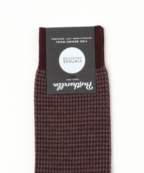 BEAMS F（ビームスエフ）の「Pantherella / ウールナイロン ハウンドトゥース ソックス（ソックス/靴下・メンズ・ブラック/ワイン/ネイビー・SMALL/MEDIUM）」の4枚目の写真