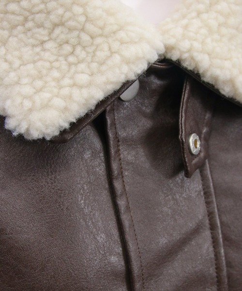 clear（クリア）の「ボア付きレザーロング丈ブルゾン［大人 カジュアル 着回し力抜群］≪AW新作≫（ブルゾン・レディース・ブラウン/ライトブラウン/ブラック・F）」の12枚目の写真