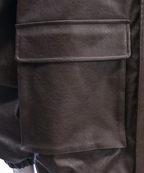 clear（クリア）の「ボア付きレザーロング丈ブルゾン［大人 カジュアル 着回し力抜群］≪AW新作≫（ブルゾン・レディース・ブラウン/ライトブラウン/ブラック・F）」の13枚目の写真