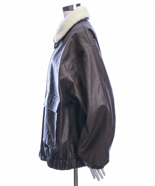 clear（クリア）の「ボア付きレザーロング丈ブルゾン［大人 カジュアル 着回し力抜群］≪AW新作≫（ブルゾン・レディース・ブラウン/ライトブラウン/ブラック・F）」の15枚目の写真