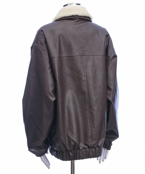 clear（クリア）の「ボア付きレザーロング丈ブルゾン［大人 カジュアル 着回し力抜群］≪AW新作≫（ブルゾン・レディース・ブラウン/ライトブラウン/ブラック・F）」の16枚目の写真