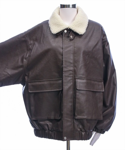 clear（クリア）の「ボア付きレザーロング丈ブルゾン［大人 カジュアル 着回し力抜群］≪AW新作≫（ブルゾン・レディース・ブラウン/ライトブラウン/ブラック・F）」の19枚目の写真