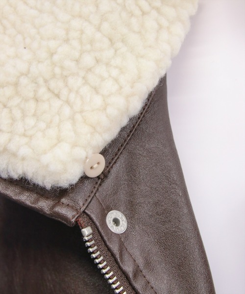 clear（クリア）の「ボア付きレザーロング丈ブルゾン［大人 カジュアル 着回し力抜群］≪AW新作≫（ブルゾン・レディース・ブラウン/ライトブラウン/ブラック・F）」の21枚目の写真