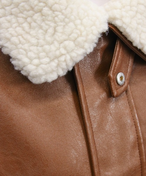 clear（クリア）の「ボア付きレザーロング丈ブルゾン［大人 カジュアル 着回し力抜群］≪AW新作≫（ブルゾン・レディース・ブラウン/ライトブラウン/ブラック・F）」の11枚目の写真