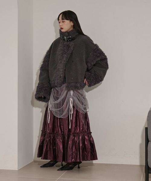 2way tulle layered メタリックティアードスカート（スカート）｜Ezick