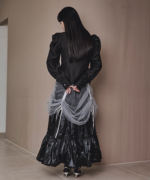 Ezick（エジック）の「2way tulle layered メタリックティアードスカート（スカート・レディース・ブラック/パープル・FREE）」の12枚目の写真