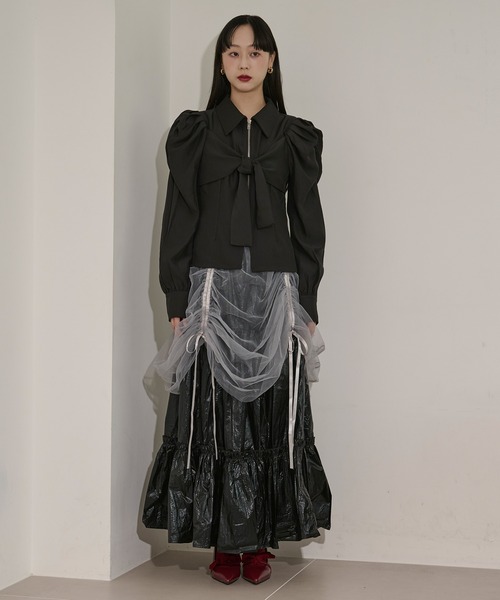 Ezick（エジック）の「2way tulle layered メタリックティアードスカート（スカート・レディース・ブラック/パープル・FREE）」の18枚目の写真