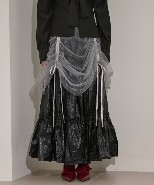 Ezick（エジック）の「2way tulle layered メタリックティアードスカート（スカート・レディース・ブラック/パープル・FREE）」の14枚目の写真