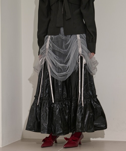 Ezick（エジック）の「2way tulle layered メタリックティアードスカート（スカート・レディース・ブラック/パープル・FREE）」の16枚目の写真