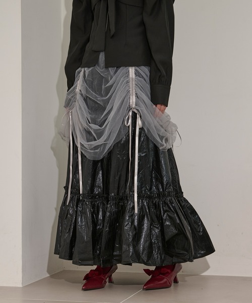 Ezick（エジック）の「2way tulle layered メタリックティアードスカート（スカート・レディース・ブラック/パープル・FREE）」の15枚目の写真