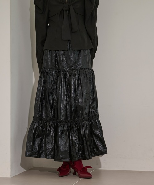 Ezick（エジック）の「2way tulle layered メタリックティアードスカート（スカート・レディース・ブラック/パープル・FREE）」の19枚目の写真