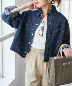 期間限定販売　　Spick and Spanショートデニムシャツ Spick＆Span ブラウス シャツ 「追加」ショートデニムシャツ