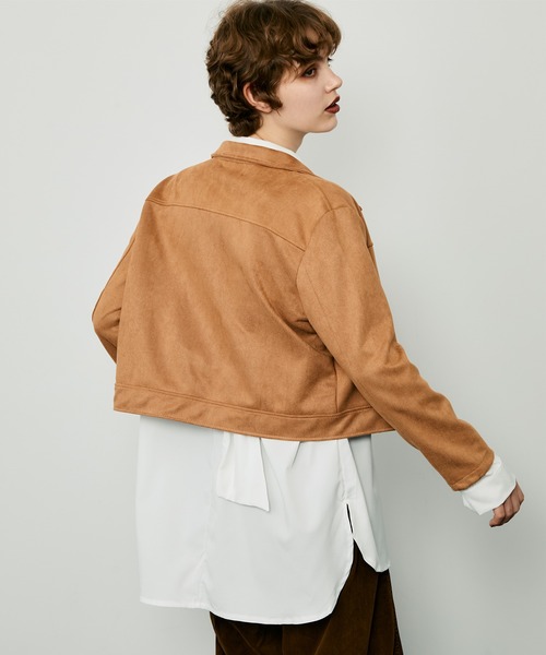 uyu.(ウユ)の「スエードショートジャケット(ブルゾン・レディース・ブラック/カーキ/ブラウン・S/M)」の20枚目の写真