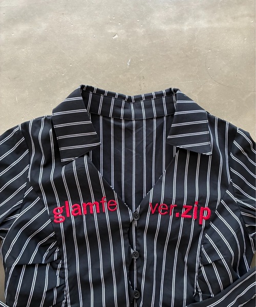 SHAGGIE（シャギー）の「【ViVi掲載】刺繍入りピンストライプ長袖シャツ（シャツ/ブラウス・レディース・ホワイト/ブラック・FREE）」の9枚目の写真