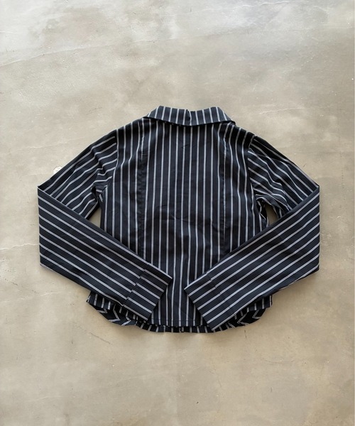 SHAGGIE（シャギー）の「【ViVi掲載】刺繍入りピンストライプ長袖シャツ（シャツ/ブラウス・レディース・ホワイト/ブラック・FREE）」の5枚目の写真