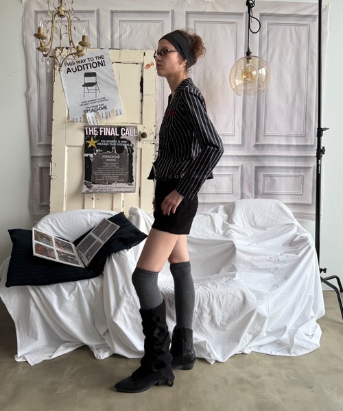 SHAGGIE（シャギー）の「【ViVi掲載】刺繍入りピンストライプ長袖シャツ（シャツ/ブラウス・レディース・ホワイト/ブラック・FREE）」の8枚目の写真