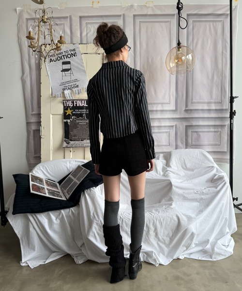 SHAGGIE（シャギー）の「【ViVi掲載】刺繍入りピンストライプ長袖シャツ（シャツ/ブラウス・レディース・ホワイト/ブラック・FREE）」の6枚目の写真