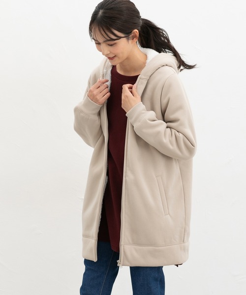 Honeys（ハニーズ）の「【ハニぽか】裏ボアロングパーカー（パーカー・レディース・グリーン/杢グレー/ベージュ/スミクロ・M/LL/L/3L/S）」の19枚目の写真