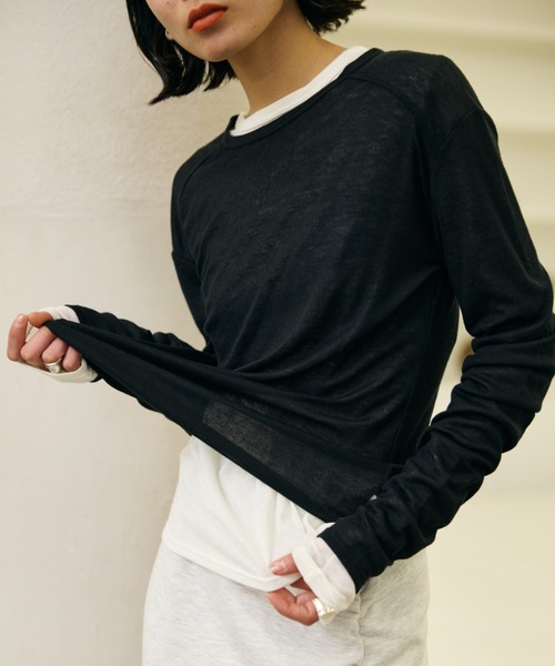 シアーリブ切り替えロンティー（Tシャツ/カットソー）｜AIC.（エーアイ