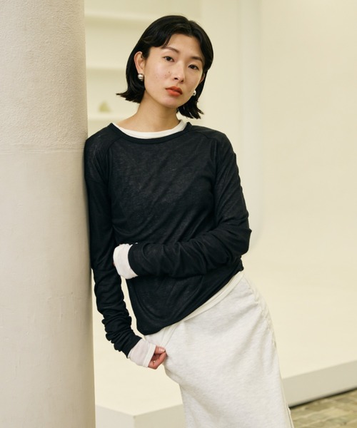 シアーリブ切り替えロンティー（Tシャツ/カットソー）｜AIC.（エーアイ