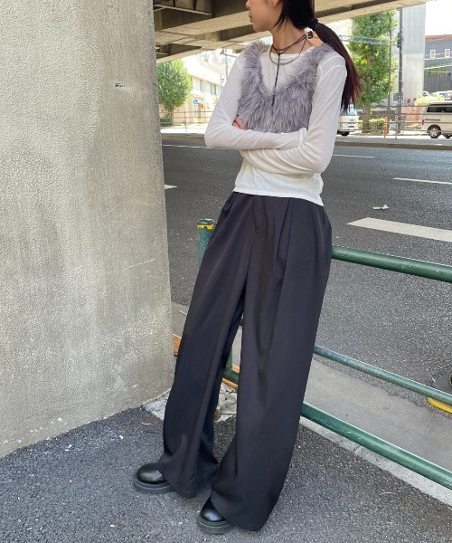 シアーリブ切り替えロンティー（Tシャツ/カットソー）｜AIC.（エーアイ