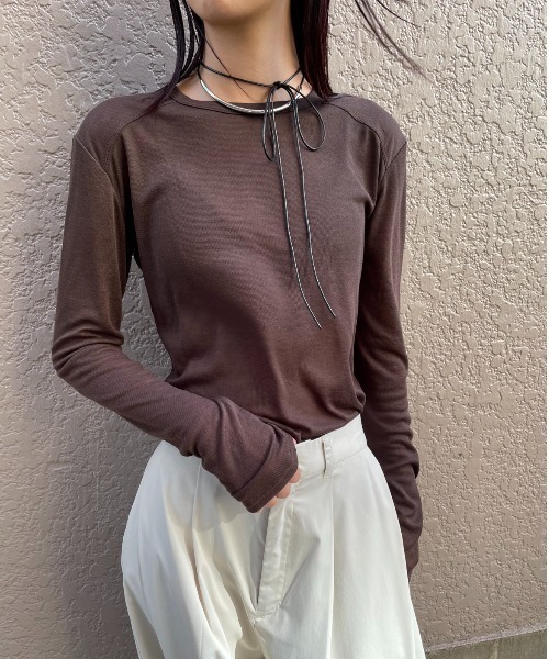 シアーリブ切り替えロンティー（Tシャツ/カットソー）｜AIC.（エーアイ