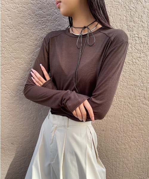 シアーリブ切り替えロンティー（Tシャツ/カットソー）｜AIC.（エーアイ