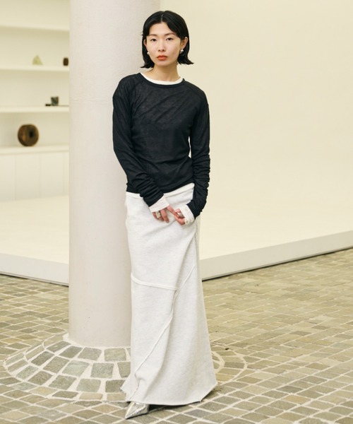 エーピーストゥディオ 23SS シアーリブTシャツ カットソー 長袖 F 白 エーピーストゥディオ 23SS シアーリブTシャツ カットソー 長袖 F 白の