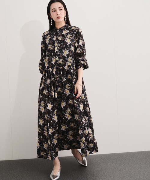 フランス製♡インポート黒ワンピ YOKO CHAN ヨーコチャン サテンサーキュラードレス ワンピース