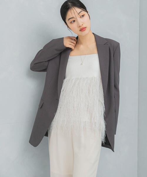 URBAN RESEARCH ROSSO WOMEN（アーバンリサーチ　ロッソ）の「フェザーフリンジニットビスチェ（ニット/セーター・レディース・ブラック/オフホワイト・FREE）」の3枚目の写真