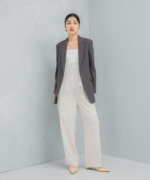 URBAN RESEARCH ROSSO WOMEN（アーバンリサーチ　ロッソ）の「フェザーフリンジニットビスチェ（ニット/セーター・レディース・ブラック/オフホワイト・FREE）」の4枚目の写真