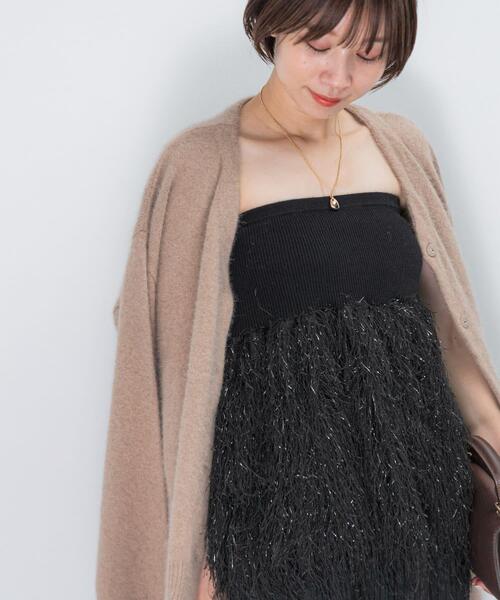 URBAN RESEARCH ROSSO WOMEN（アーバンリサーチ　ロッソ）の「フェザーフリンジニットビスチェ（ニット/セーター・レディース・ブラック/オフホワイト・FREE）」の8枚目の写真