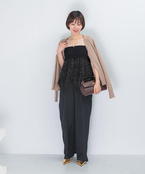URBAN RESEARCH ROSSO WOMEN（アーバンリサーチ　ロッソ）の「フェザーフリンジニットビスチェ（ニット/セーター・レディース・ブラック/オフホワイト・FREE）」の9枚目の写真