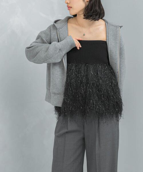URBAN RESEARCH ROSSO WOMEN（アーバンリサーチ　ロッソ）の「フェザーフリンジニットビスチェ（ニット/セーター・レディース・ブラック/オフホワイト・FREE）」の11枚目の写真