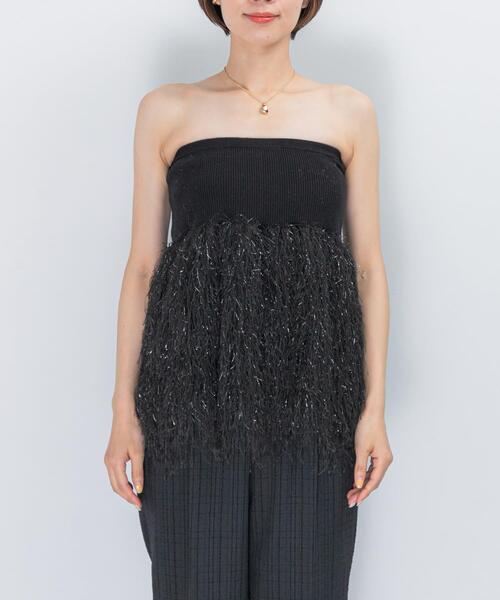 URBAN RESEARCH ROSSO WOMEN（アーバンリサーチ　ロッソ）の「フェザーフリンジニットビスチェ（ニット/セーター・レディース・ブラック/オフホワイト・FREE）」の12枚目の写真