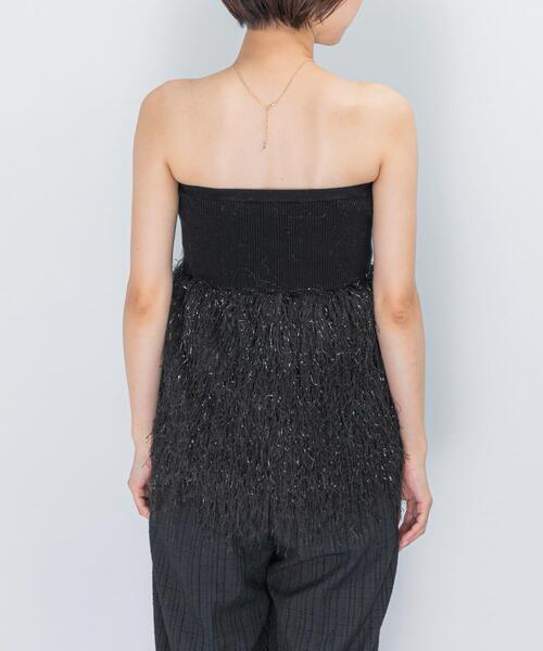 URBAN RESEARCH ROSSO WOMEN（アーバンリサーチ　ロッソ）の「フェザーフリンジニットビスチェ（ニット/セーター・レディース・ブラック/オフホワイト・FREE）」の14枚目の写真