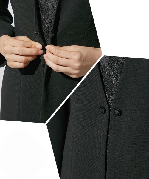 セール】日本製生地使用レースインナードッキングロングジャケット風